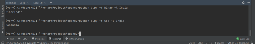 Python getopt