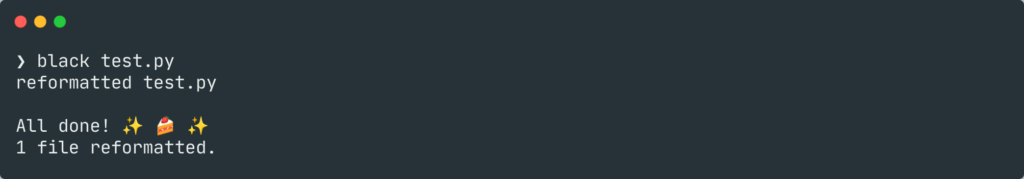 1 file reformatted using Black git python formatter