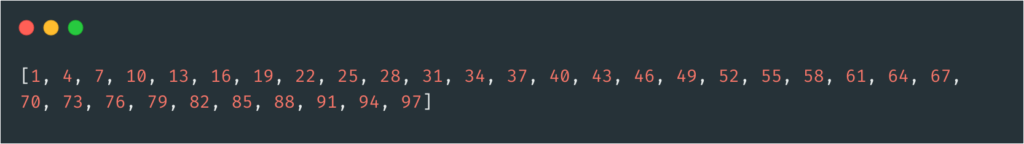 islice() iterator to list example 1