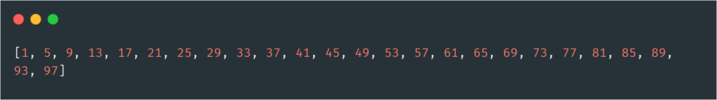 islice() iterator to list example 2