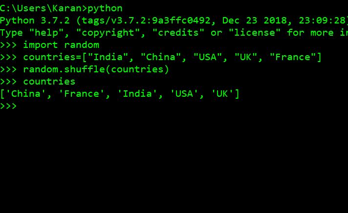python shuffle() example