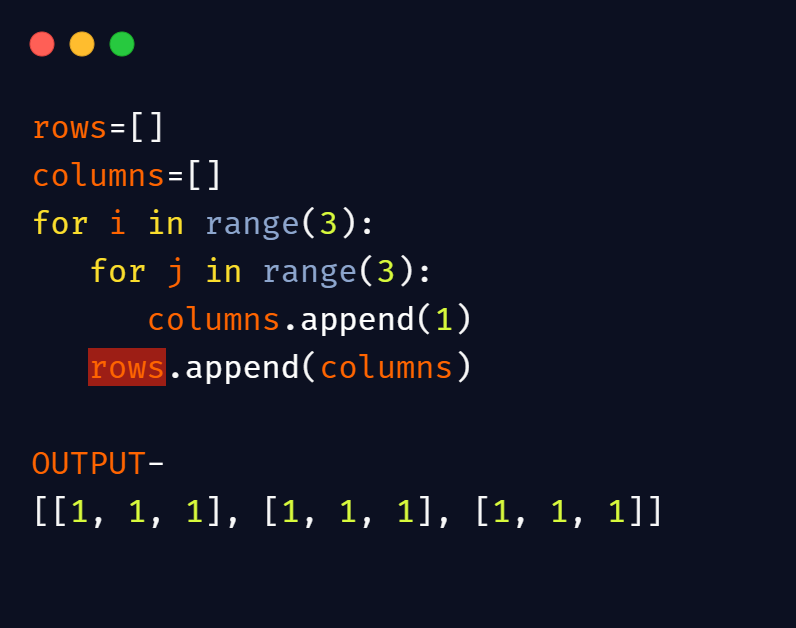 python 2d list assignment