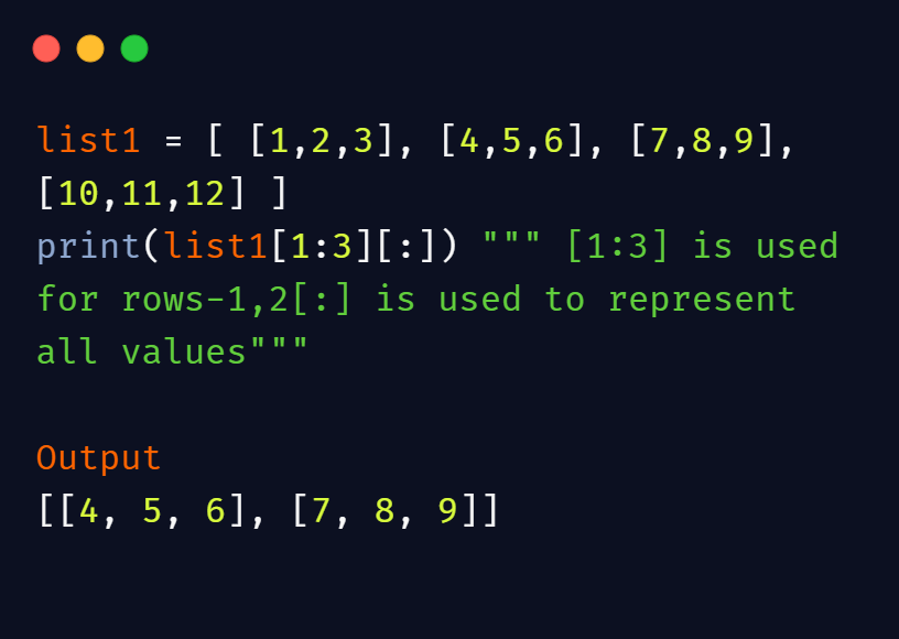 Retrieve values from a python 2d list  