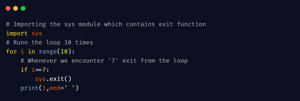 python sys.exit