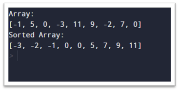 Output for timsort algorithm obtained by executing the given code