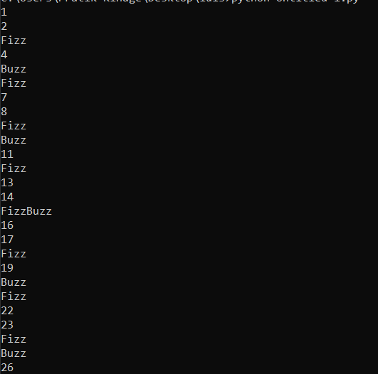FizzBuzz Python output