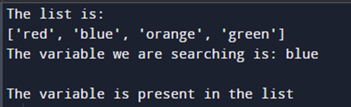 Check if a variable exists in a list in Python: