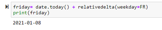 Getting a particular weekday Using relativedelta() in Python