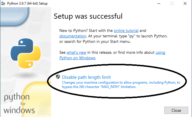 How to disable max path length limit after installation? 