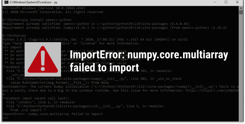 numpy.core.multiarray Failed 