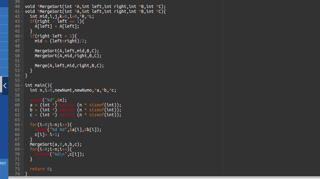 Corrupted size vs. prev_size - Merge sort example 2