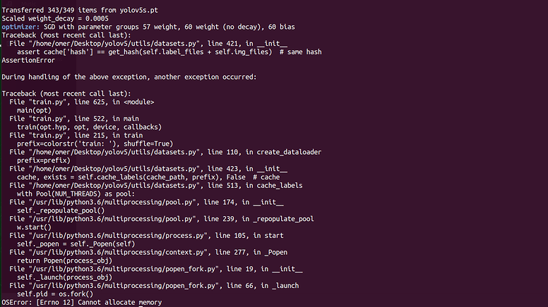 What is Oserror: [errno 12] cannot allocate memory?