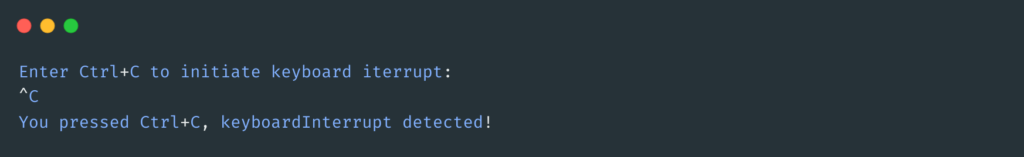 Catching keyboard interrupt using Signal module
