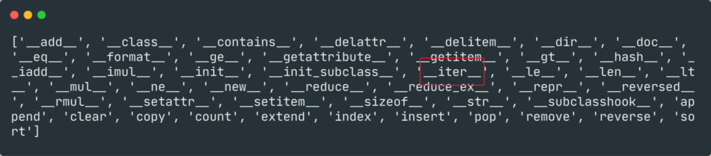 __iter__ method present in list data type