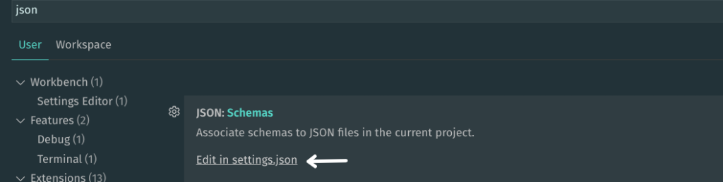 Opening settings.json