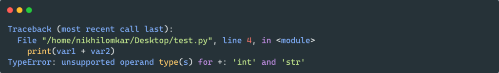 Type error raised when adding a string to an integer