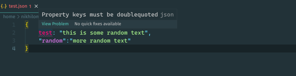 Keys must be double-quoted in JSON