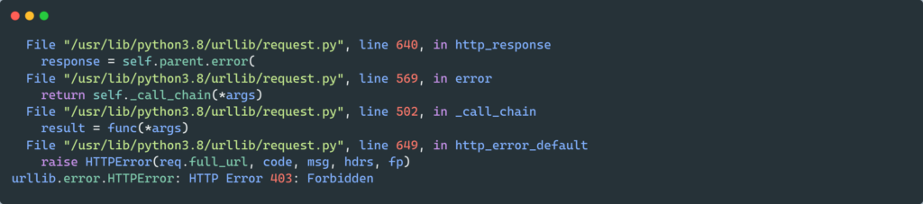 http error 403: forbidden error returned