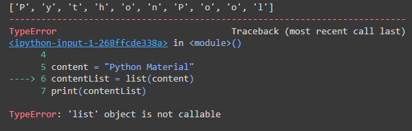 list object not callable