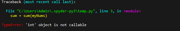 TypeError: "int" Object Is Not Callable