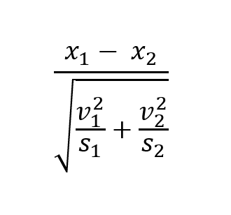 Two Sample Test (unpaired) Formula