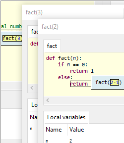 Visualising function calls using Thonny