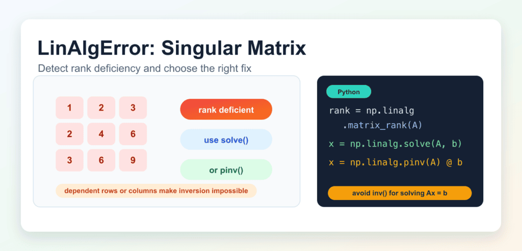 Fix LinAlgError: Singular Matrix in NumPy