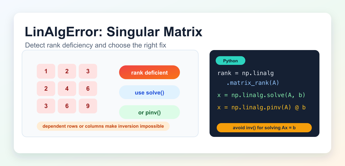 Fix LinAlgError: Singular Matrix in NumPy
