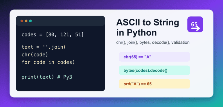 ASCII to String in Python: chr(), ord(), Bytes, and Validation