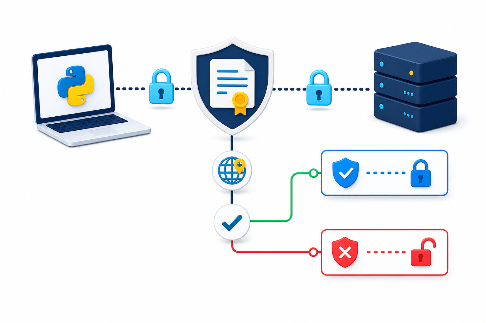 Illustration of Python TLS certificate and hostname verification