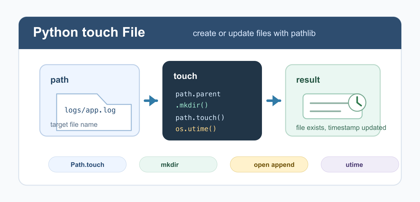 Python Touch File: pathlib, Timestamps, and Safe Creation