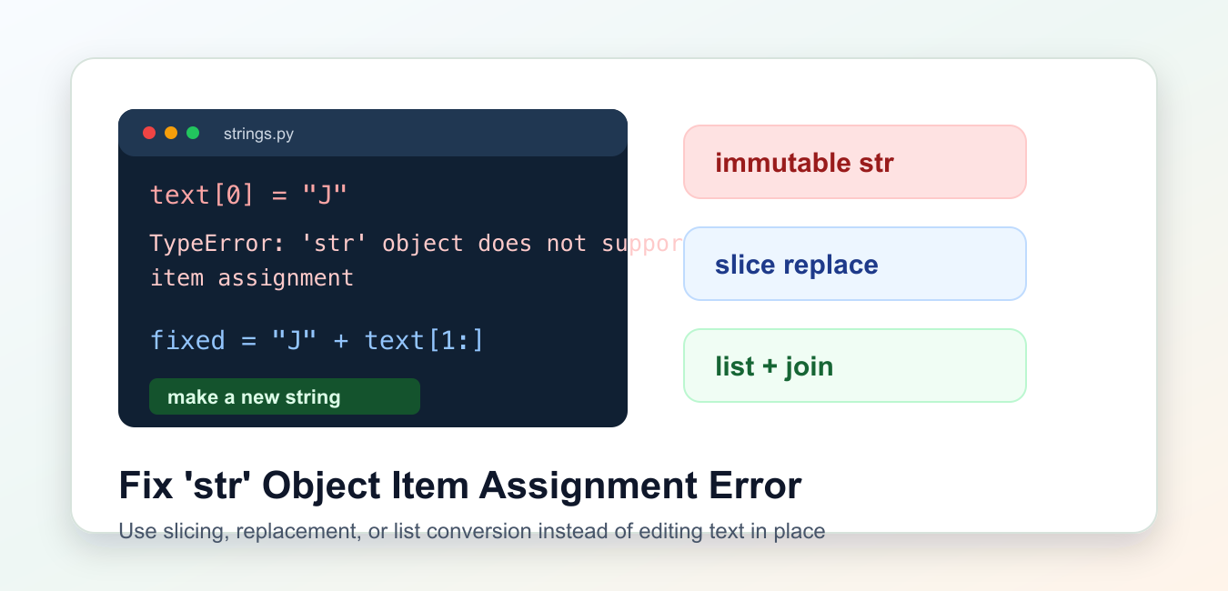Fix TypeError: 'str' Object Does Not Support Item Assignment