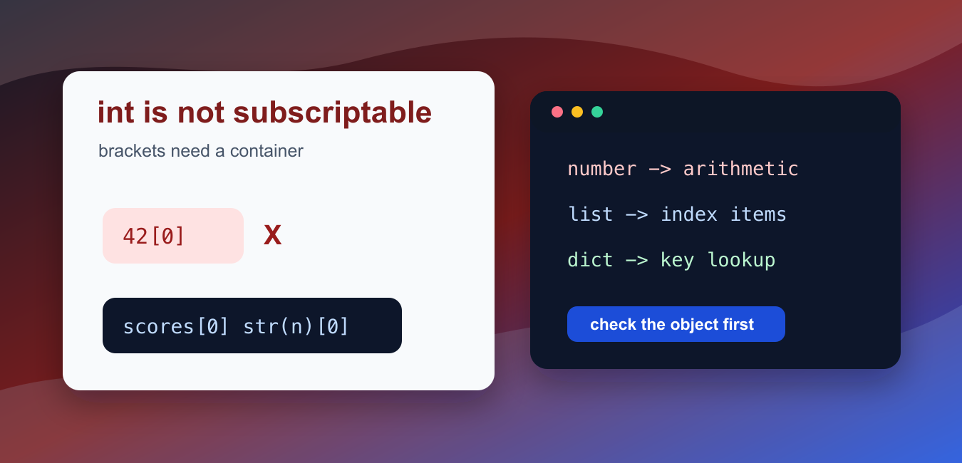Fix TypeError: 'int' Object Is Not Subscriptable